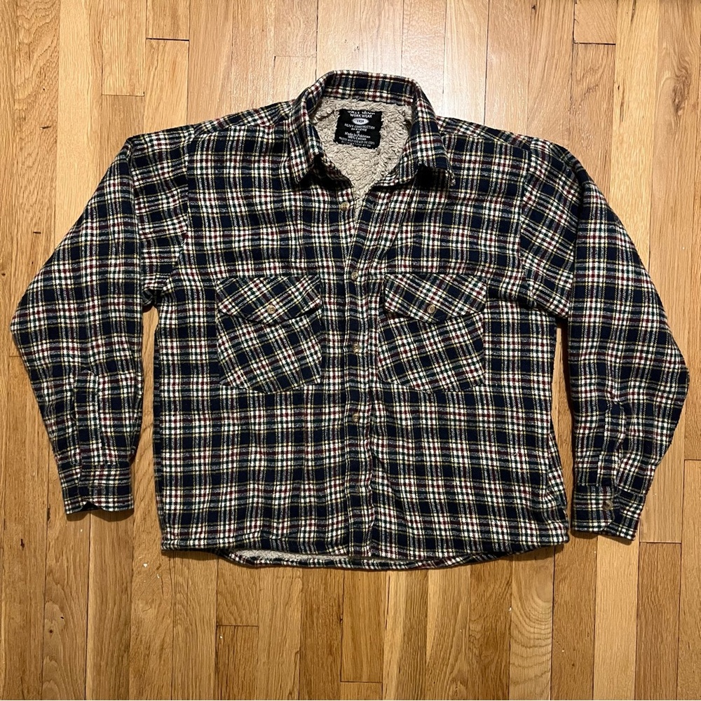 Grit Iron Workwear Flannel Plaid Jacket Mens Medium Fleece Lined Multicolored